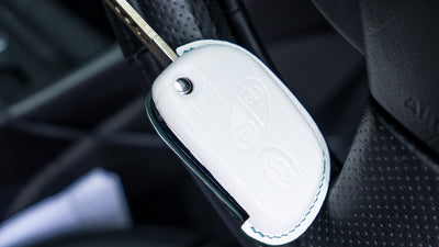 Bespoke Key Fob Cover in White Crocodile