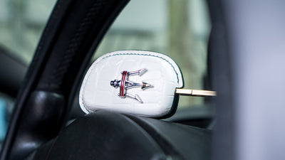 Bespoke Key Fob Cover in White Crocodile