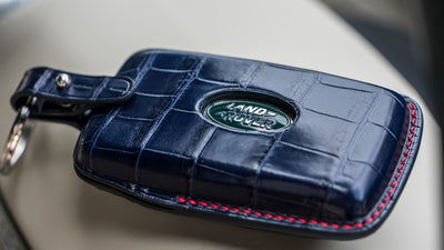 Bespoke Key Fob Cover in Navy Blue Crocodile