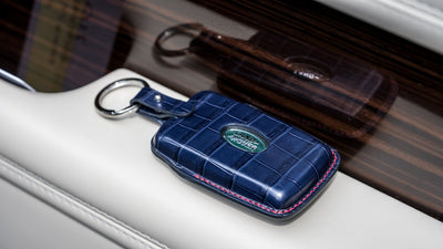 Bespoke Key Fob Cover in Navy Blue Crocodile