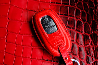 Bespoke Key Fob Cover in Ferrari Red Crocodile