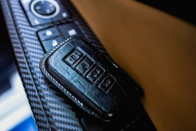 Bespoke Key Fob Cover in Black Crocodile