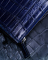 Bespoke Zipper Wallet in Navy Blue Crocodile