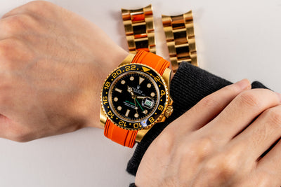 Solitaire Rubber straps in Zesty Orange for Rolex GMT-Master 116718LN