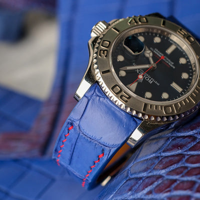 Bespoke Watch Strap in Electric Blue Himalayan Crocodile