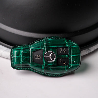 Bespoke Key Fob Cover in Hunter Green Crocodile