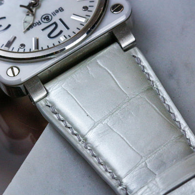 Bespoke Watch Strap in Millennium White Crocodile