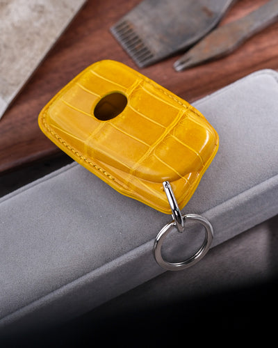 Bespoke Key Fob Cover in Yellow Crocodile