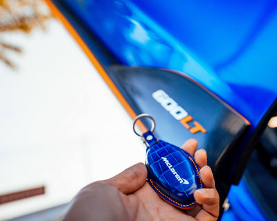 Bespoke Key Fob Cover in Electric Blue Crocodile