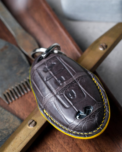 Bespoke Key Fob Cover in Rhino Grey Crocodile