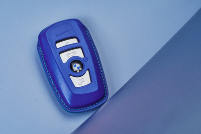 Bespoke Key Fob Cover in Electric Blue Nappa