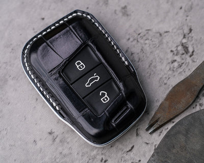 Bespoke Key Fob Cover in Black Crocodile