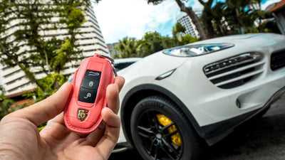 Bespoke Key Fob Cover in Pink Crocodile