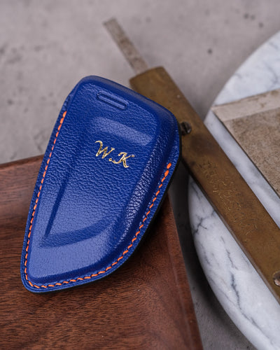 Bespoke Key Fob Cover in Electric Blue Chèvre