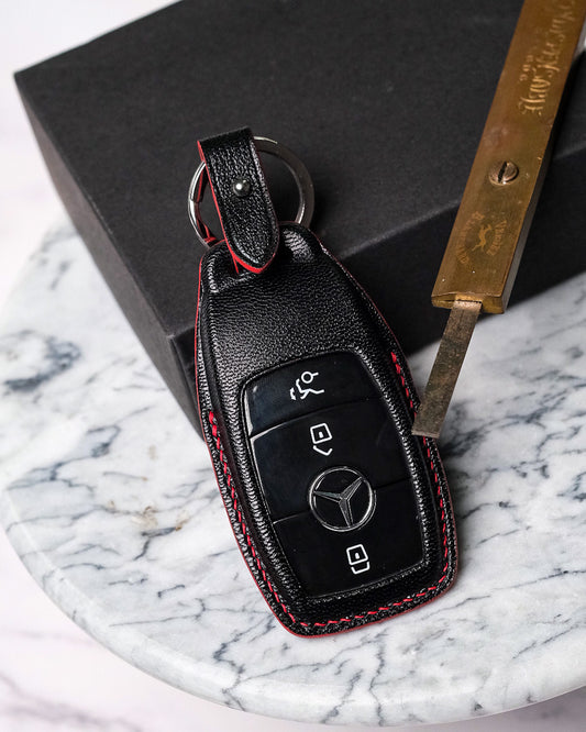 Bespoke Key Fob Cover in Black Chèvre