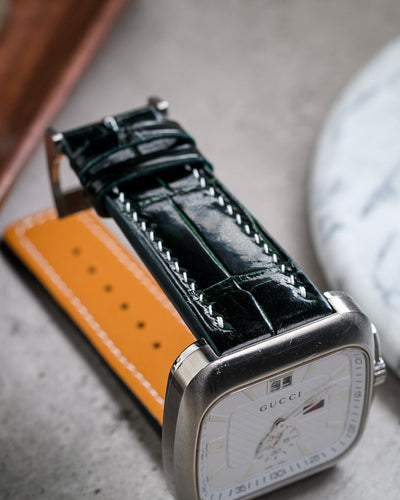 Bespoke Watch Strap in Hunter Green Crocodile