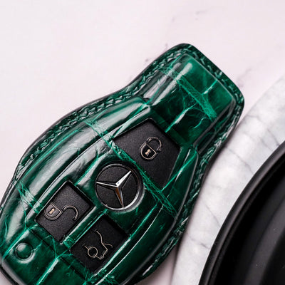 Bespoke Key Fob Cover in Hunter Green Crocodile