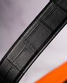 Bespoke Reversible Belt in Black Crocodile & Orange Togo