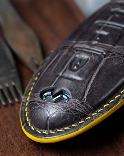 Bespoke Key Fob Cover in Rhino Grey Crocodile