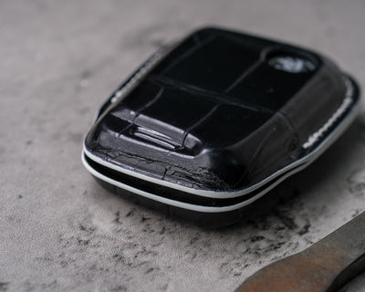 Bespoke Key Fob Cover in Black Crocodile