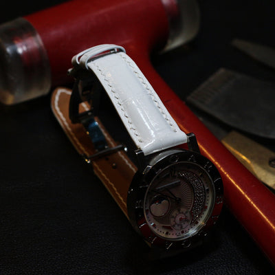 Bespoke Watch Strap in White Crocodile