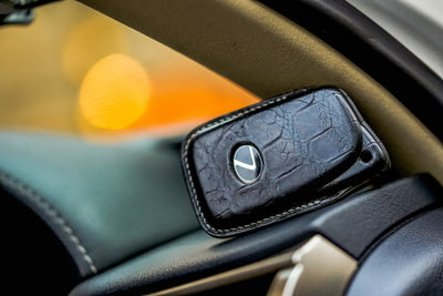 Bespoke Key Fob Cover in Black Crocodile