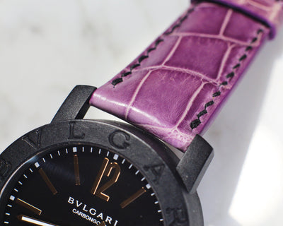 Bespoke Watch Strap in Lavender Purple Crocodile