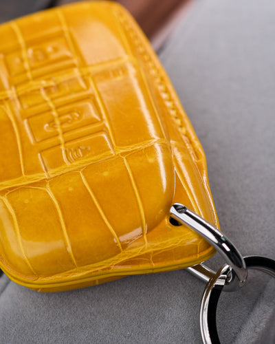 Bespoke Key Fob Cover in Yellow Crocodile