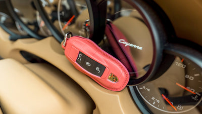 Bespoke Key Fob Cover in Pink Crocodile