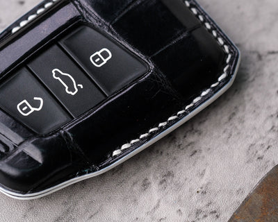 Bespoke Key Fob Cover in Black Crocodile