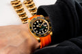 Solitaire Rubber straps in Zesty Orange for Rolex GMT-Master 116718LN