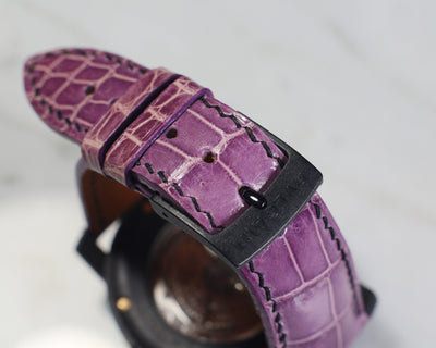 Bespoke Watch Strap in Lavender Purple Crocodile