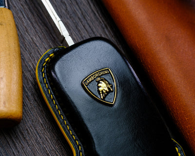 Bespoke Key Fob Cover in Black Nappa