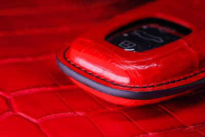 Bespoke Key Fob Cover in Ferrari Red Crocodile