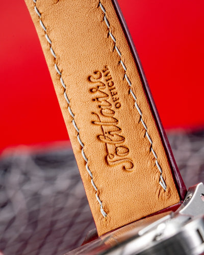 Bespoke Watch Strap in Ferrari Red Crocodile