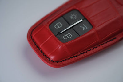 Bespoke Key Fob Covers in Ferrari Red & White Crocodile