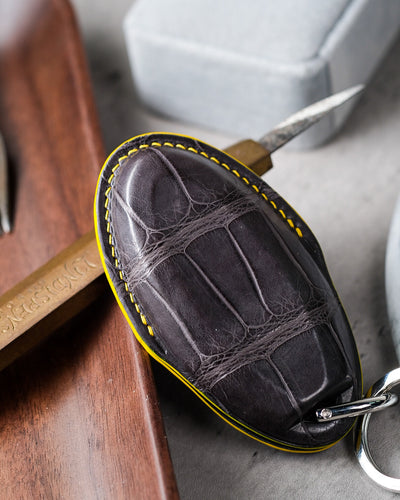 Bespoke Key Fob Cover in Rhino Grey Crocodile