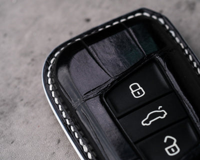 Bespoke Key Fob Cover in Black Crocodile