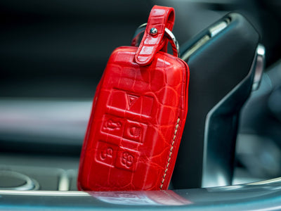 Bespoke Key Fob Cover in Ferrari Red Crocodile