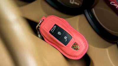 Bespoke Key Fob Cover in Pink Crocodile