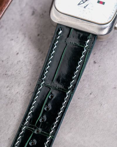 Bespoke Watch Strap in Hunter Green Crocodile