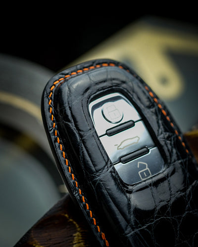 Bespoke Key Fob Cover in Black Crocodile