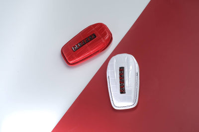 Bespoke Key Fob Covers in Ferrari Red & White Crocodile