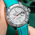 Solitaire Rubber straps in Turquoise Blue for Rolex Yacht-Master 116622