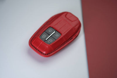 Bespoke Key Fob Covers in Ferrari Red & White Crocodile