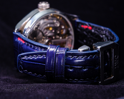 Bespoke Watch Strap in Electric Blue Crocodile