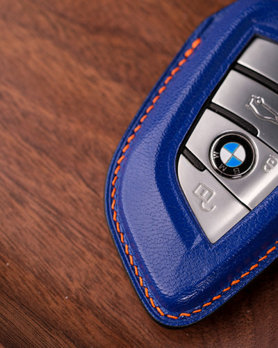 Bespoke Key Fob Cover in Electric Blue Chèvre