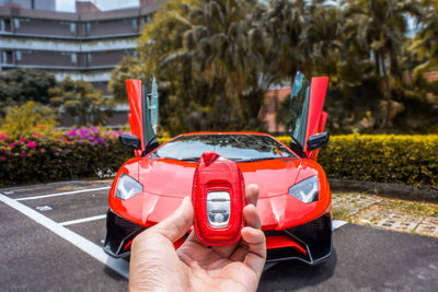 Bespoke Key Fob Covers in Ferrari Red Crocodile