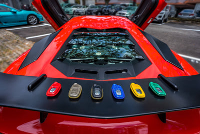 Bespoke Key Fob Covers in Ferrari Red Crocodile