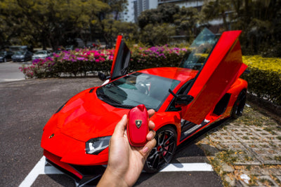 Bespoke Key Fob Covers in Ferrari Red Crocodile